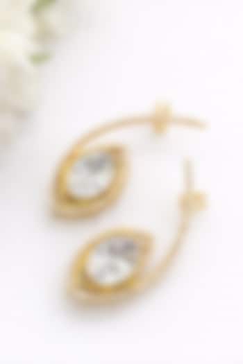 Gold Finish Moissanite Polki & CZ Stone Stud Earrings by JewelTreeTz at Pernia's Pop Up Shop