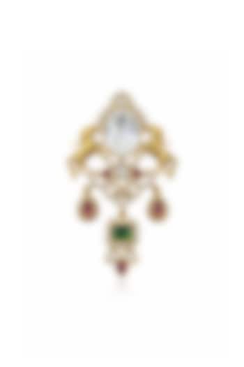 Gold Finish Moissanite & Emerald Doublet Horse Brooch by JewelTreeTz at Pernia's Pop Up Shop