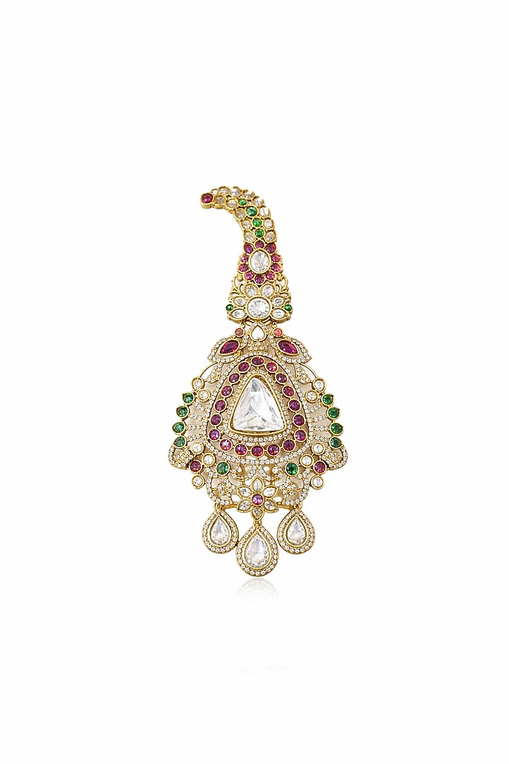 Gold Finish Moissanite & Emerald Feather Brooch by JewelTreeTz at Pernia's Pop Up Shop