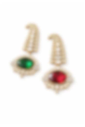 Gold Finish Emerald Doublet & CZ Feather Brooch by JewelTreeTz at Pernia's Pop Up Shop