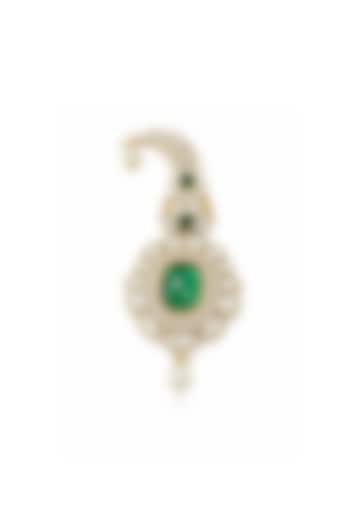 Gold Finish Emerald Doublet & CZ Stone Oval Brooch by JewelTreeTz at Pernia's Pop Up Shop