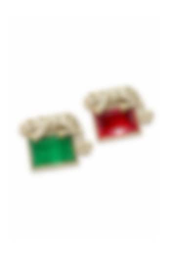 Gold Finish Moissanite & Ruby Antler Brooch by JewelTreeTz at Pernia's Pop Up Shop