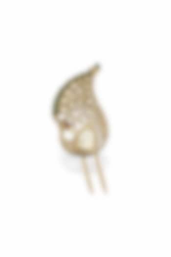 Gold Finish Moissanite & CZ Stone Peacock Brooch Pin by JewelTreeTz at Pernia's Pop Up Shop