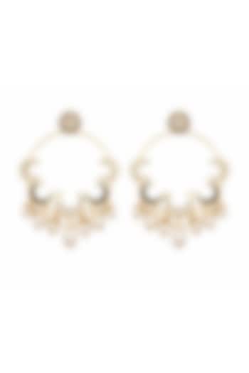 Gold Finish Pachi Kundan Polki & Ruby Stone Chandbali Earrings by JewelTreeTz at Pernia's Pop Up Shop