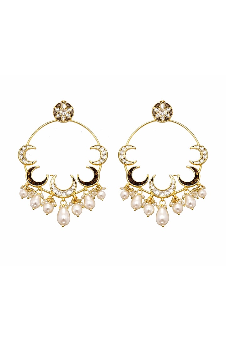 Gold Finish Pachi Kundan Polki & Ruby Stone Chandbali Earrings by JewelTreeTz at Pernia's Pop Up Shop