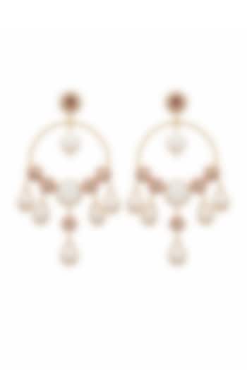 Gold Finish Kundan Polki & CZ Stone Chandbali Earrings by JewelTreeTz at Pernia's Pop Up Shop