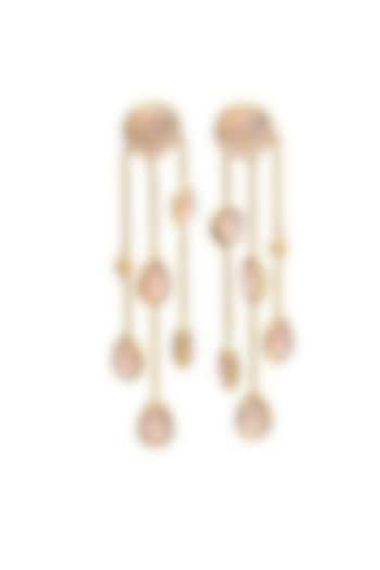Gold Finish Rose Quartz Stone Dangler Earrings by JewelTreeTz at Pernia's Pop Up Shop