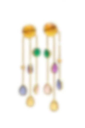 Gold Fiinish Multi-Colored Quartz Stone Dangler Earrings by JewelTreeTz at Pernia's Pop Up Shop