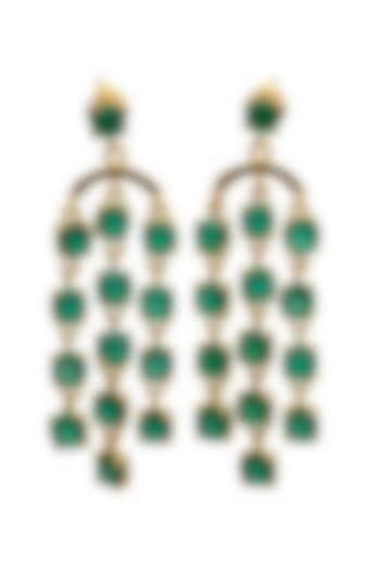 Gold Finish Emerald Quartz Stone Dangler Earrings by JewelTreeTz  at Pernia's Pop Up Shop
