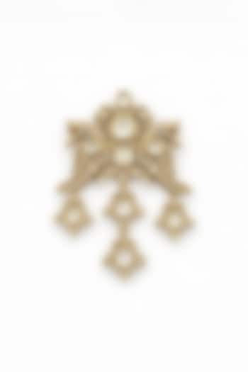 Gold Finish Moissanite Polki & CZ Stone Bird Brooch by JewelTreeTz at Pernia's Pop Up Shop