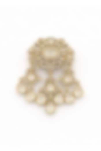 Gold Finish Moissanite Polki & CZ Stone Floral Brooch by JewelTreeTz at Pernia's Pop Up Shop