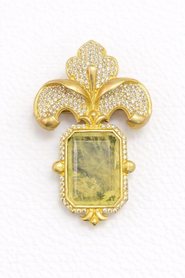 Gold Finish Lemon Doublet & CZ Stone Orchid Petal Brooch by JewelTreeTz at Pernia's Pop Up Shop