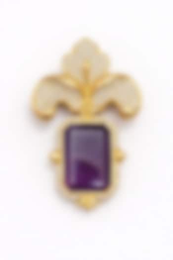 Gold Finish Amethyst Doublet & CZ Stone Orchid Petal Brooch by JewelTreeTz at Pernia's Pop Up Shop