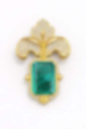 Gold Finish Green Doublet & CZ Stone Orchid Petal Brooch by JewelTreeTz at Pernia's Pop Up Shop