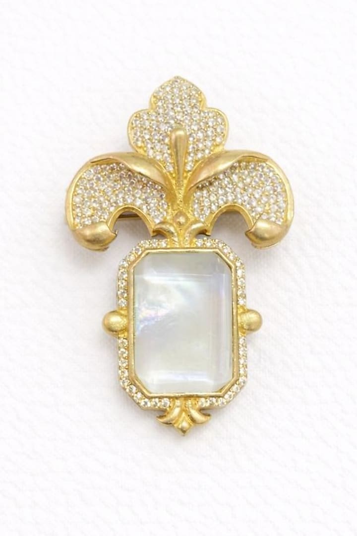 Gold Finish Lemon Doublet & CZ Stone Orchid Petal Brooch by JewelTreeTz at Pernia's Pop Up Shop