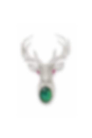 White Rhodium Finish Moissanite & CZ Stone Antler Brooch by JewelTreeTz at Pernia's Pop Up Shop