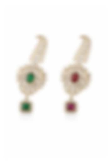 Gold Finish Emerald & Kundan Polki Feather Brooch by JewelTreeTz at Pernia's Pop Up Shop