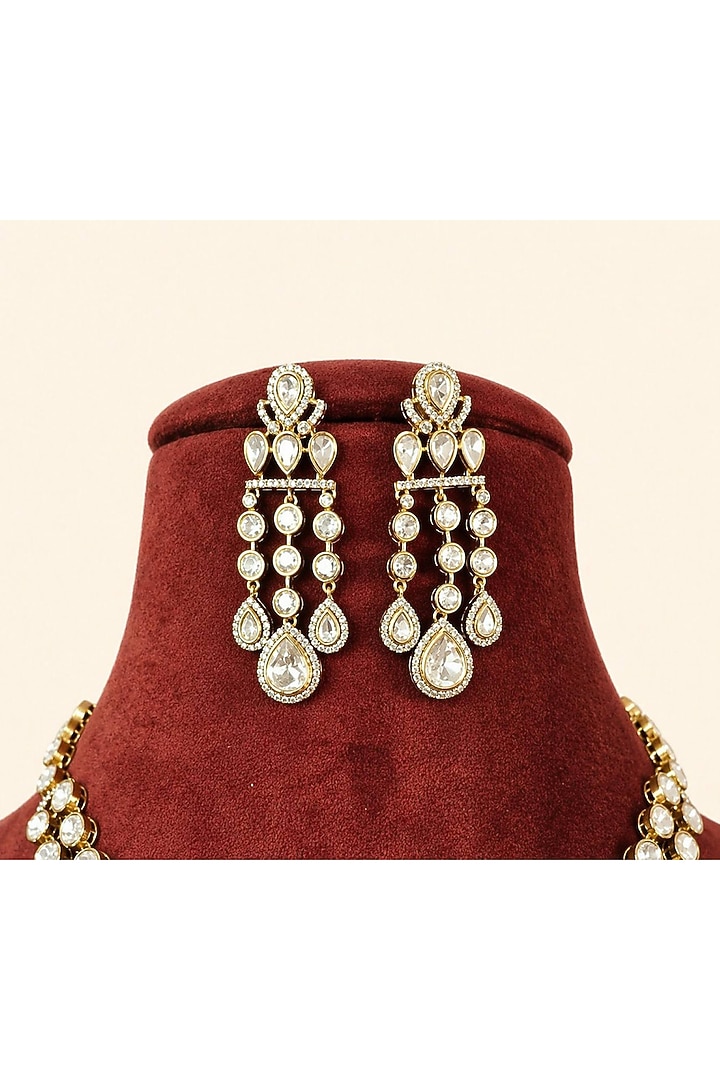 Gold Finish Moissanite & CZ Stone Necklace Set by JewelTreeTz at Pernia's Pop Up Shop