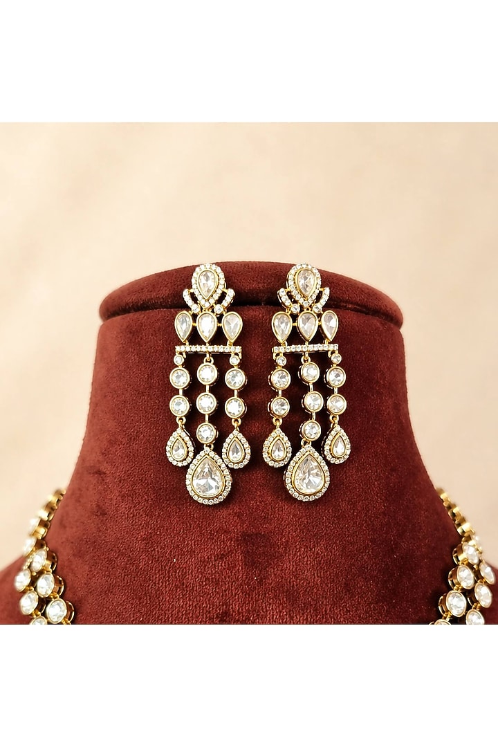 Gold Finish Moissanite & CZ Stone Necklace Set by JewelTreeTz at Pernia's Pop Up Shop
