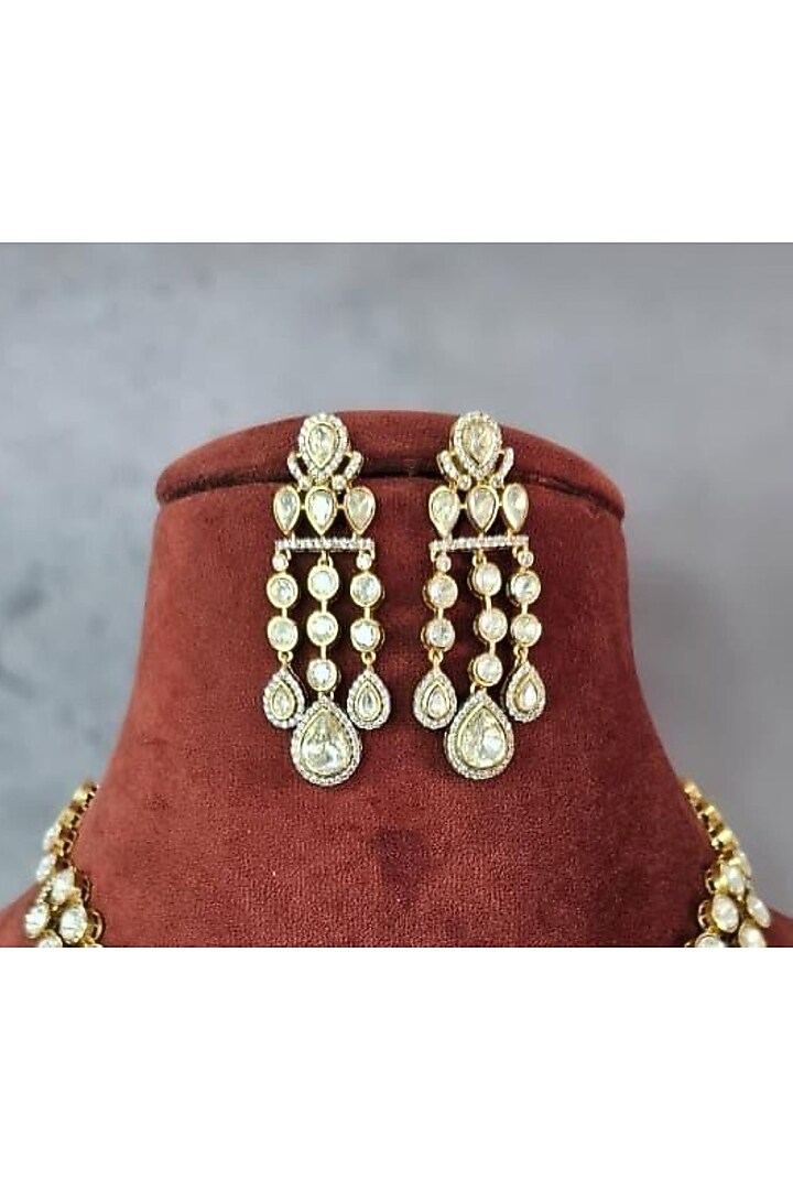 Gold Finish Moissanite & CZ Stone Necklace Set by JewelTreeTz at Pernia's Pop Up Shop