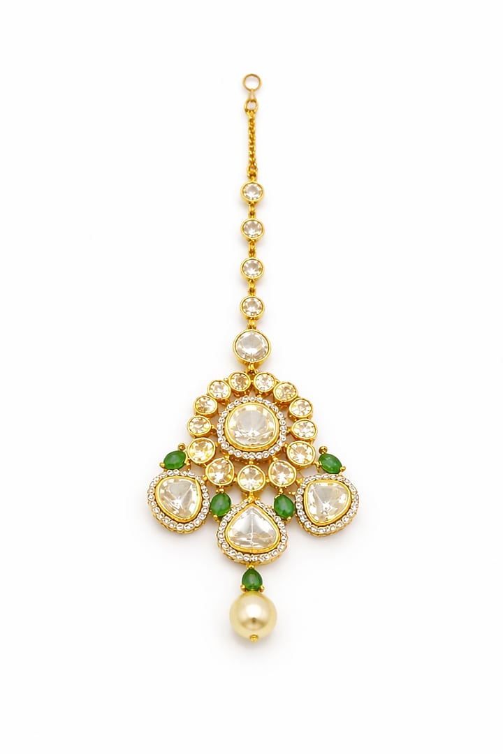 Gold Plated Moissanite & Emerald Doublet Necklace Set by JewelTreeTz at Pernia's Pop Up Shop