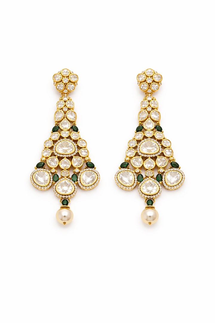 Gold Plated Moissanite & Emerald Doublet Necklace Set by JewelTreeTz at Pernia's Pop Up Shop