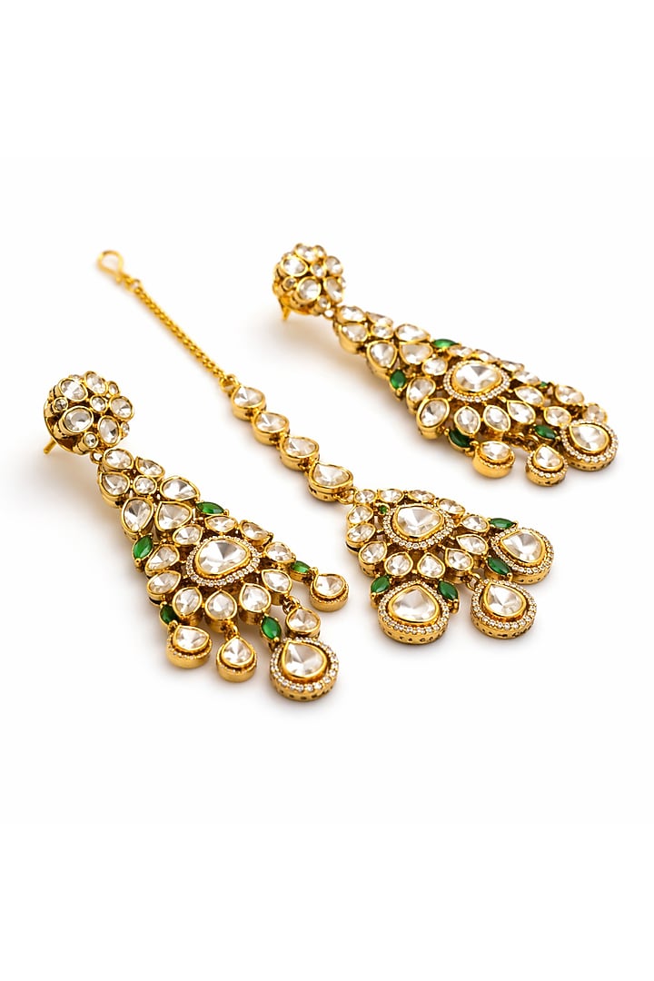 Gold Plated Moissanite & Emerald Doublet Necklace Set by JewelTreeTz at Pernia's Pop Up Shop