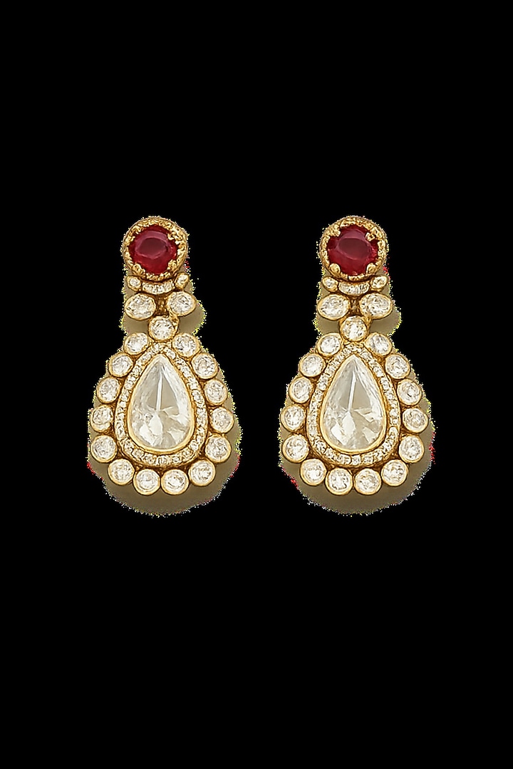 Gold Plated Moissanite Stone & Ruby Doublet Necklace Set by JewelTreeTz at Pernia's Pop Up Shop