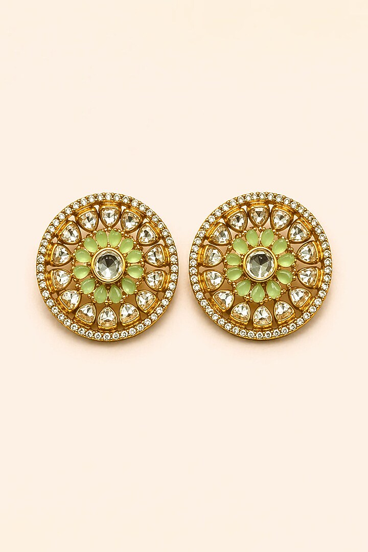Gold Plated Moissanite & Mint Green Stone Necklace Set by JewelTreeTz at Pernia's Pop Up Shop