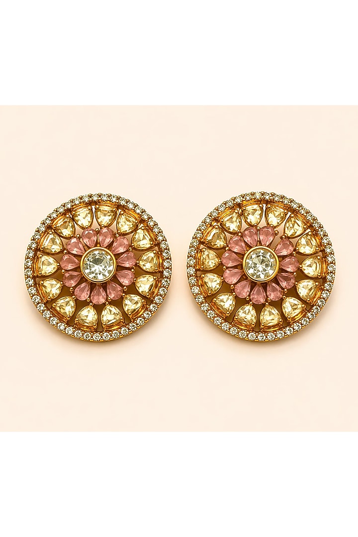 Gold Plated Moissanite & Rose Stone Necklace Set by JewelTreeTz at Pernia's Pop Up Shop