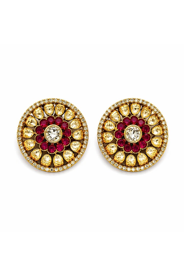 Gold Plated Moissanite & Ruby Stone Necklace Set by JewelTreeTz at Pernia's Pop Up Shop