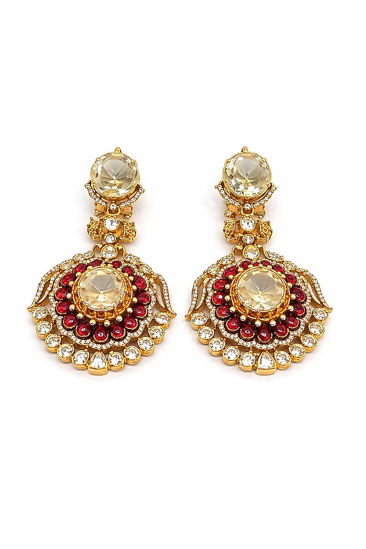 Gold Plated Moissanite & Ruby Stone Necklace Set by JewelTreeTz at Pernia's Pop Up Shop