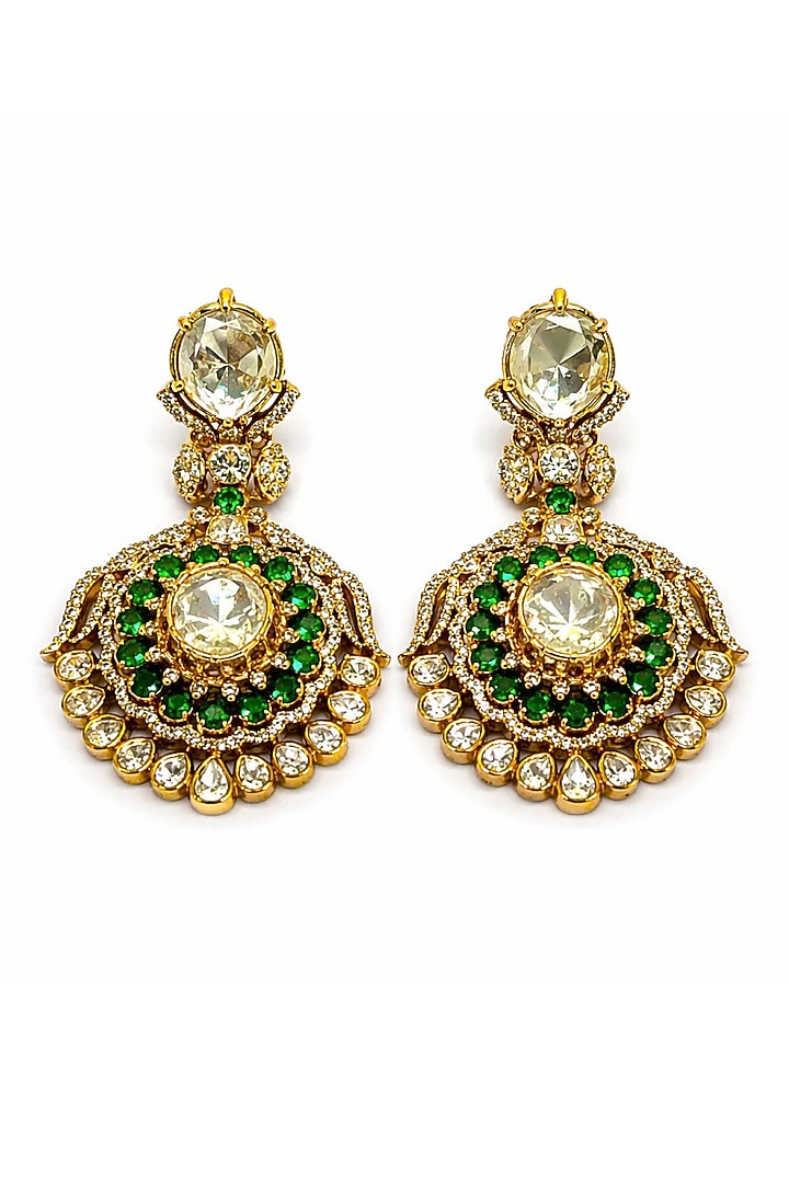 Gold Plated Moissanite & Emerald Doublet Stone Necklace Set by JewelTreeTz at Pernia's Pop Up Shop