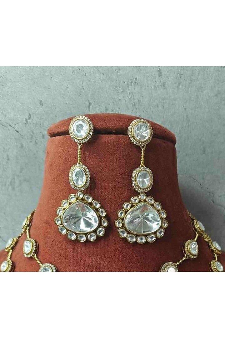 Gold Finish Moissanite Stone Layered Necklace Set by JewelTreeTz at Pernia's Pop Up Shop