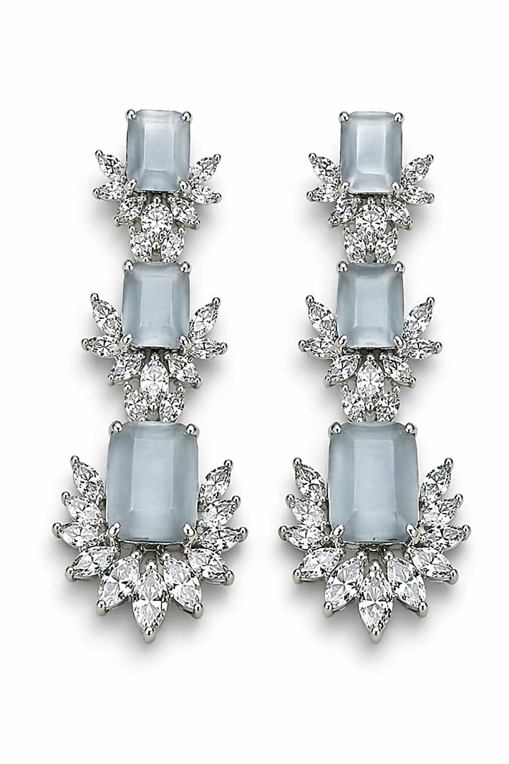 White Rhodium Finish Smoky & CZ Stone Open Necklace Set by JewelTreeTz at Pernia's Pop Up Shop