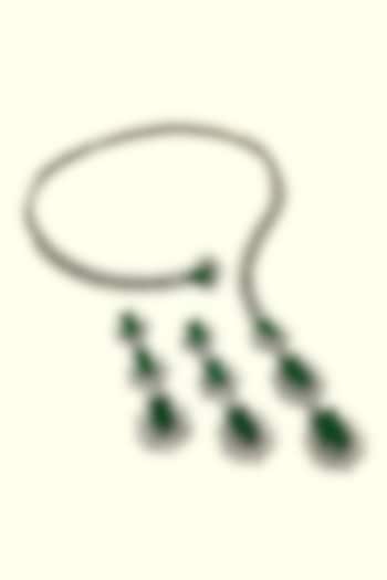 White Rhodium Finish Emerald Doublet & CZ Stone Open Necklace Set by JewelTreeTz at Pernia's Pop Up Shop