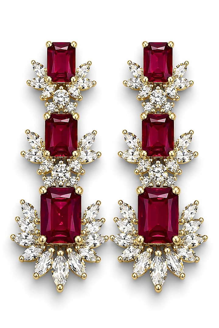 Gold Finish Ruby Doublet & CZ Stone Open Necklace Set by JewelTreeTz at Pernia's Pop Up Shop