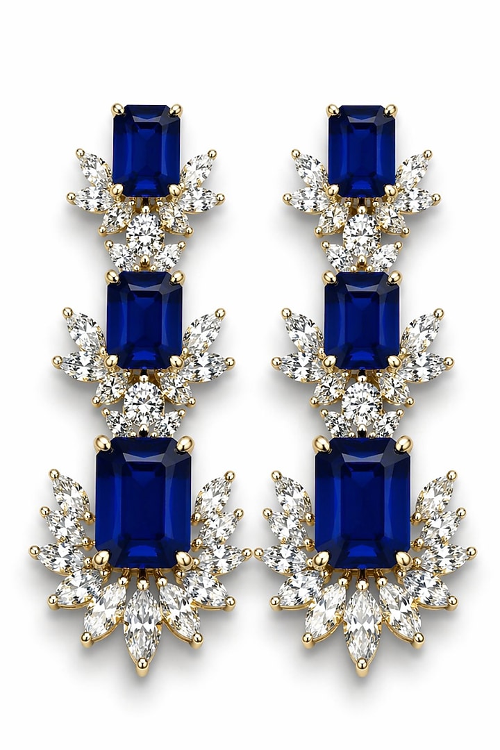 Gold Finish Deep Blue Doublet & CZ Stone Open Necklace Set by JewelTreeTz at Pernia's Pop Up Shop