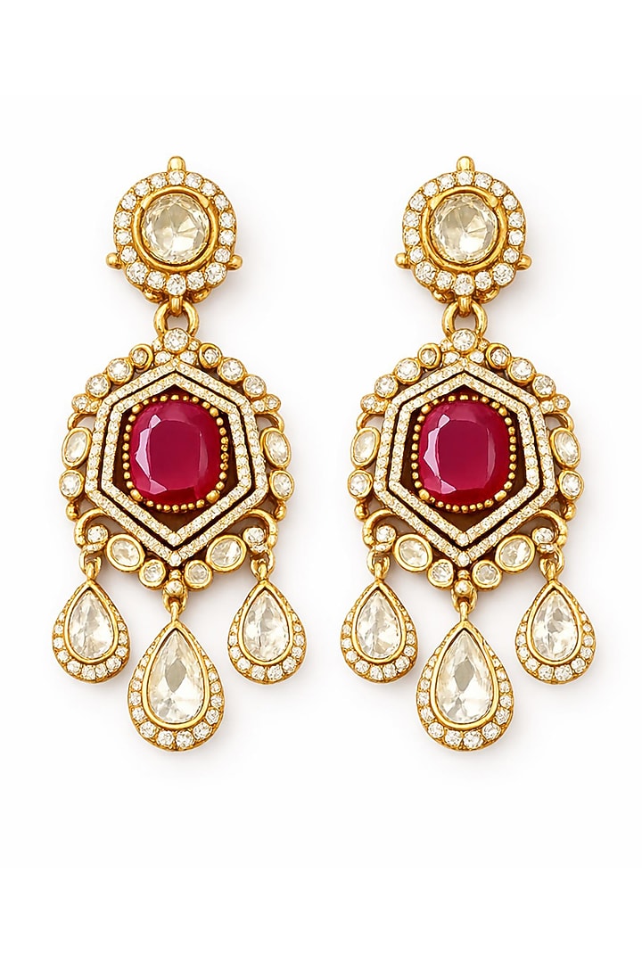 Gold Plated Moissanite & Ruby Doublet Necklace Set by JewelTreeTz at Pernia's Pop Up Shop