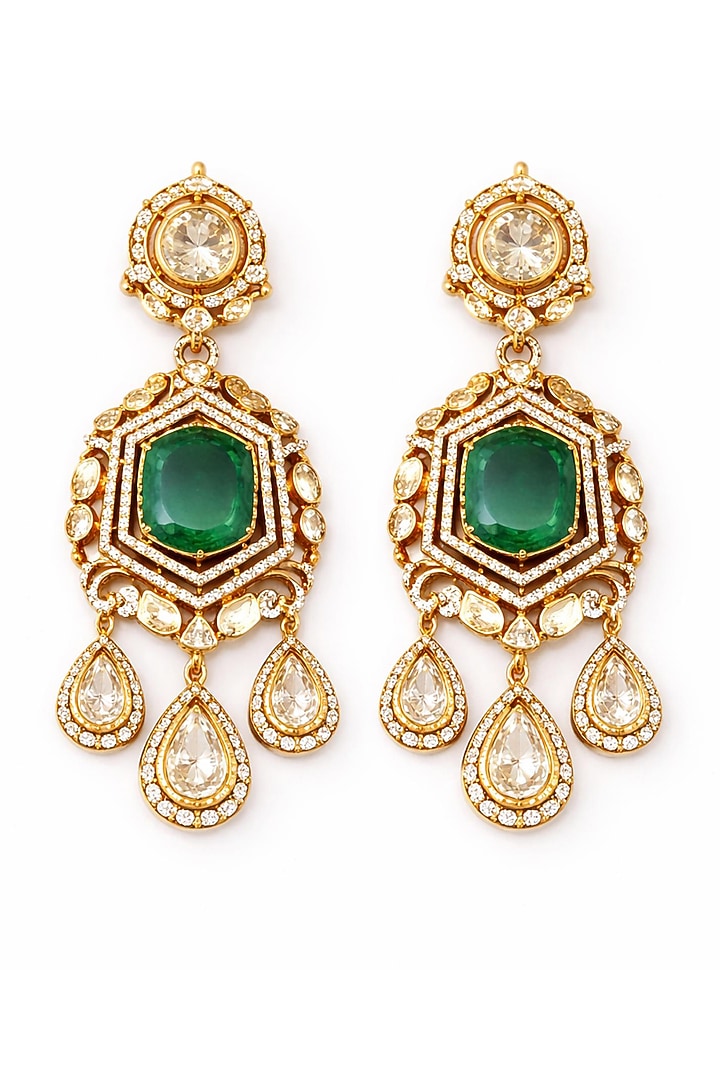 Gold Plated Moissanite & Emerald Doublet Necklace Set by JewelTreeTz at Pernia's Pop Up Shop