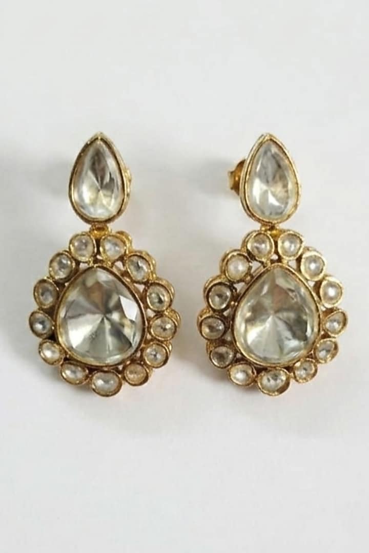 Gold Finish Moissanite Stone Necklace Set by JewelTreeTz at Pernia's Pop Up Shop