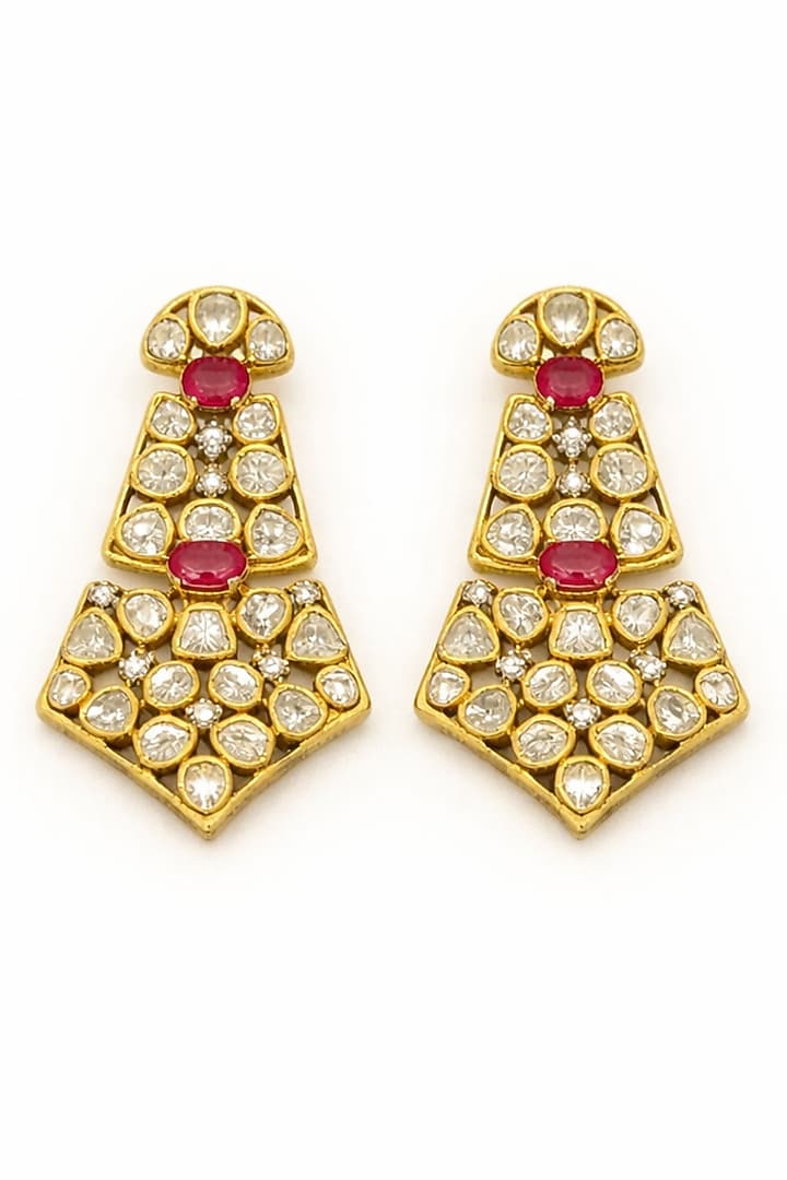 Gold Plated Moissanite & Ruby Doublet Necklace Set by JewelTreeTz at Pernia's Pop Up Shop