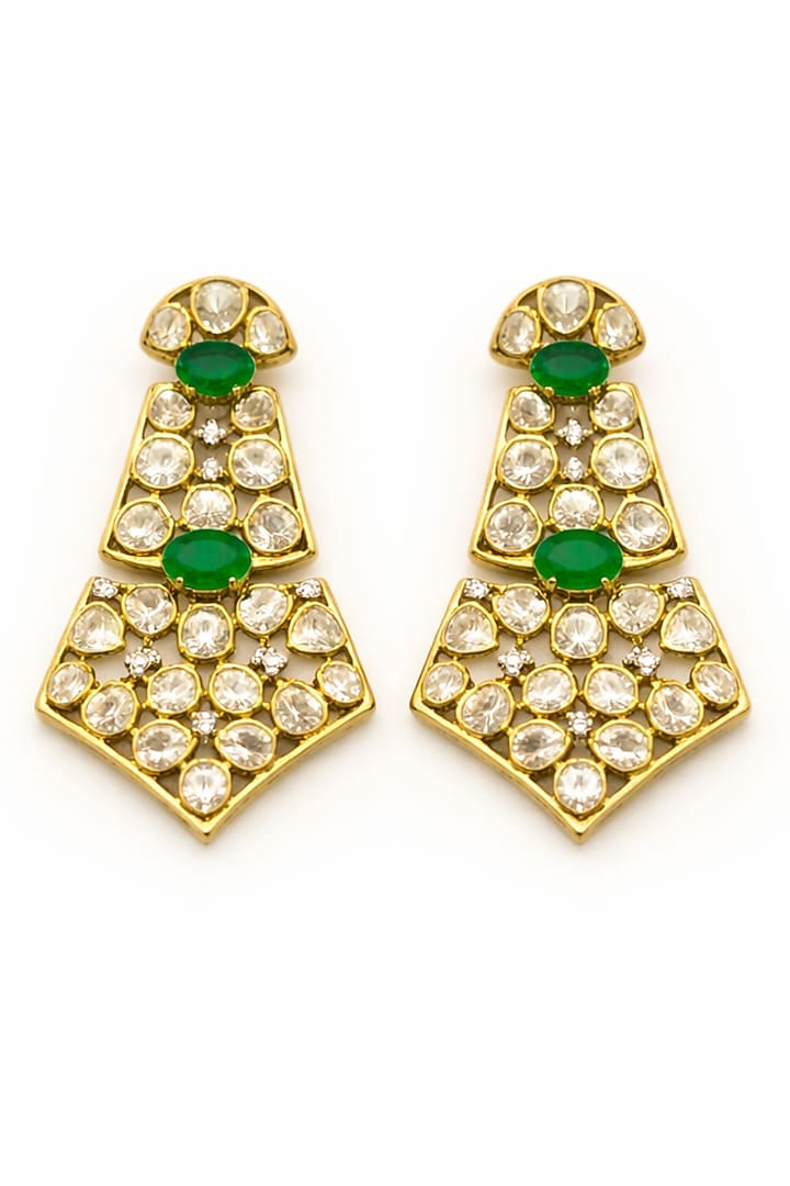 Gold Plated Moissanite & Emerald Doublet Necklace Set by JewelTreeTz at Pernia's Pop Up Shop