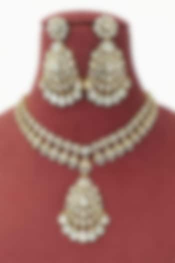 Gold Plated Moissanite Necklace Set by JewelTreeTz at Pernia's Pop Up Shop