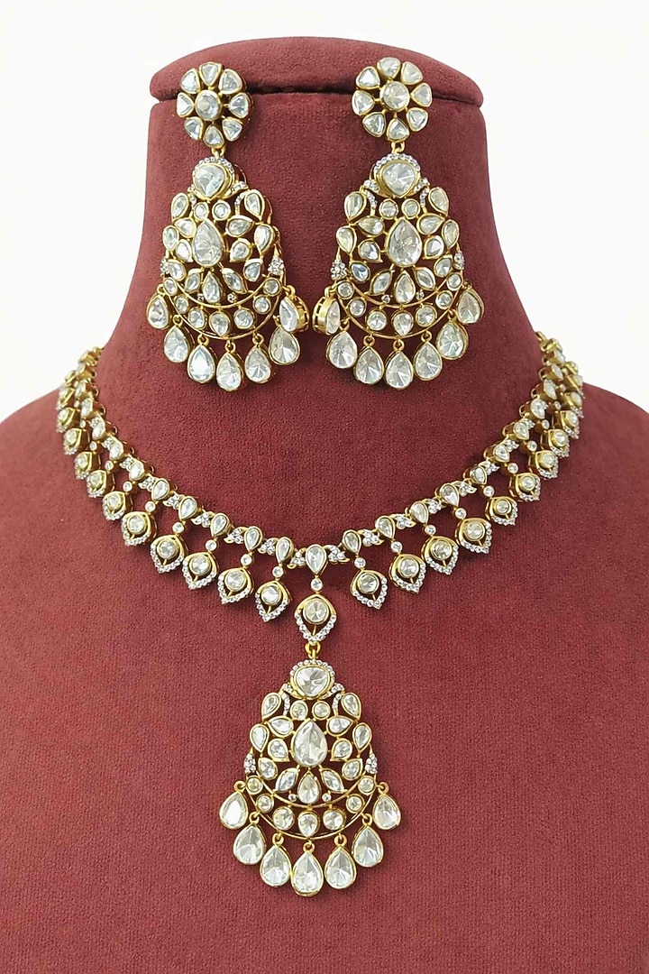Gold Plated Moissanite Necklace Set by JewelTreeTz at Pernia's Pop Up Shop