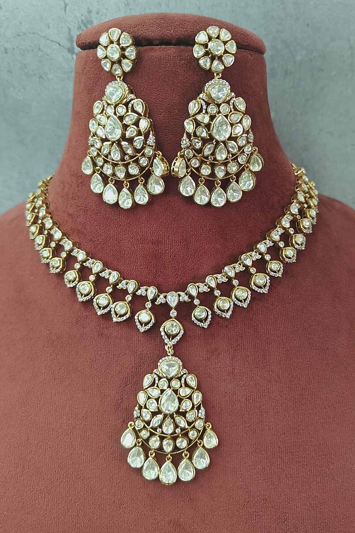 Gold Plated Moissanite Necklace Set by JewelTreeTz at Pernia's Pop Up Shop