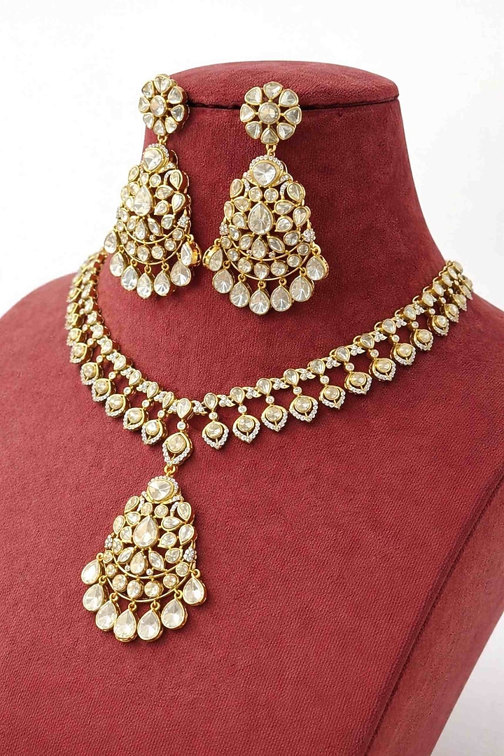 Gold Plated Moissanite Necklace Set by JewelTreeTz at Pernia's Pop Up Shop