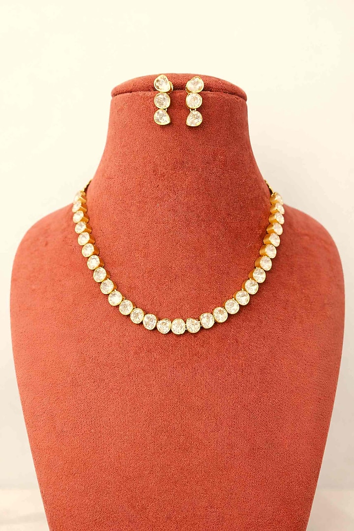 Gold Plated Moissanite Necklace Set by JewelTreeTz at Pernia's Pop Up Shop