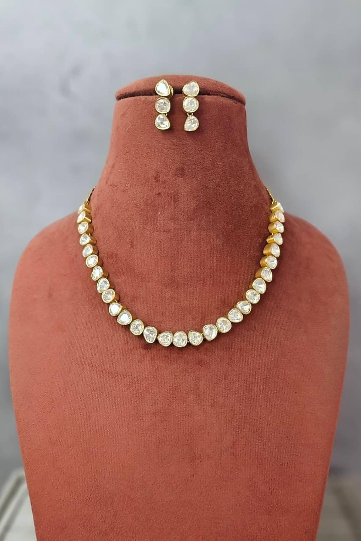 Gold Plated Moissanite Necklace Set by JewelTreeTz at Pernia's Pop Up Shop