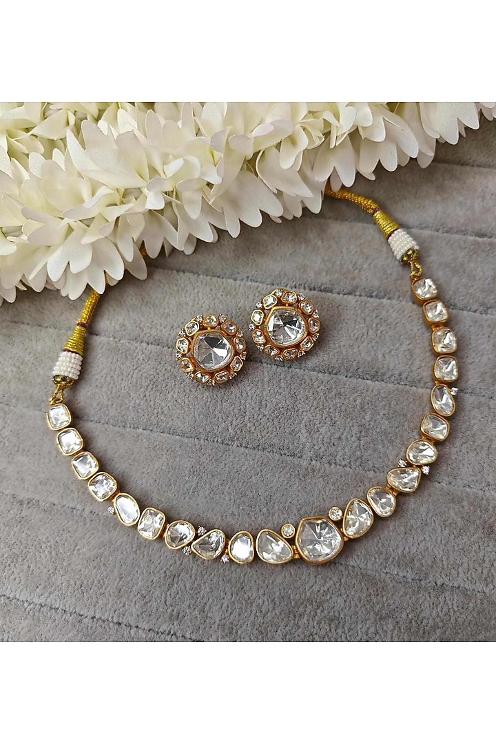 Gold Plated Moissanite Necklace Set by JewelTreeTz at Pernia's Pop Up Shop